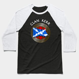 Clan Kerr Crest & Tartan Knot Baseball T-Shirt